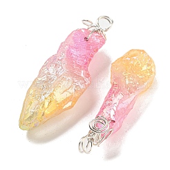 Colgantes grandes de cristal de cuarzo natural en bruto galvanizado&nbsp;G-A229-02P-04