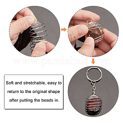 Kit fai da te per realizzare un portachiavi con ciondolo a gabbia con perline di pietra&nbsp;DIY-GA0003-10