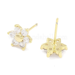 Orecchini a bottone da donna in ottone con micro pavé di zirconi trasparenti&nbsp;EJEW-S217-E03