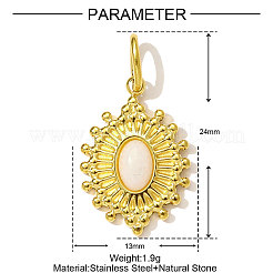 304 Edelstahl mit Anhängern aus natürlicher weißer Jade&nbsp;STAS-OY001-65G