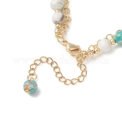 Mehrreihige Armbänder aus natürlichem Howlith und Messing-Roloketten für Damen&nbsp;BJEW-JB13160
