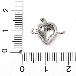 Messing Micro Pave grüne Zirkonia Obst Verbinder Charms&nbsp;KK-I276-15P-A01