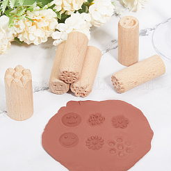 12 Stück 12 Arten runde Holzformen für traditionellen chinesischen Mondkuchen&nbsp;AJEW-CA0004-24