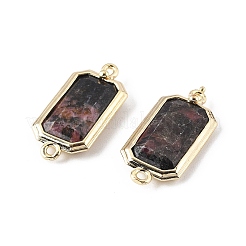 Breloques connecteurs rectangulaires à facettes en rhodonite naturelle&nbsp;G-H323-04G-01
