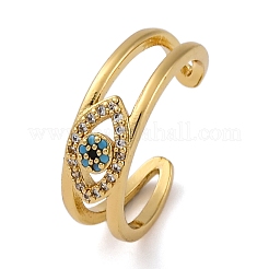 Mikropavé-Manschettenringe aus klarem Zirkonia aus Messing für Damen&nbsp;RJEW-C118-01G
