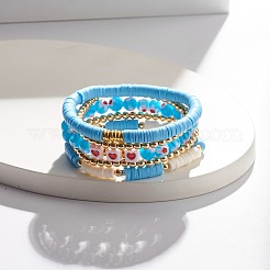 5 Stück 5 Stil Fimo Heishi Perlen Stretch Armbänder Set&nbsp;BJEW-JB07532-02