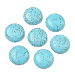 Fornituras artesanales teñidos de la piedra preciosa de la turquesa sintética planas cabuchones cúpula de espalda&nbsp;TURQ-S266-20mm-01