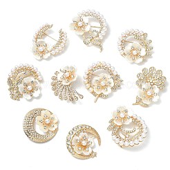 10 pieza de 10 estilos de alfileres de solapa de aleación de flores con rhinestone&nbsp;JEWB-CJ0003-06
