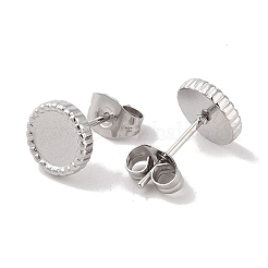 Pendientes de botón redondos planos de acero inoxidable 304 que no se deslustran para mujer&nbsp;EJEW-G389-02P