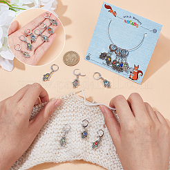 Maschenmarkierer mit Hamsa-Handanhänger aus Legierung und handgefertigtem bösen Blick in Bunte Malerei-Optik&nbsp;HJEW-PH01888