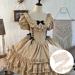 3 mètre de ruban de dentelle plissée brodé de fleurs en coton&nbsp;OCOR-MA0001-14A