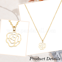 2 stücke 2 farben 304 edelstahl hohl rose anhänger halsketten set für frauen&nbsp;NJEW-AN0001-87