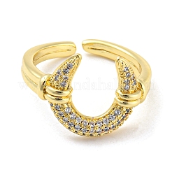 Anello a polsino aperto in ottone con micro pavé di zirconi cubici&nbsp;RJEW-C033-09G