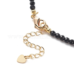 Collana con ciondolo a goccia in zirconia cubica con catene di perline di agata nera naturale tinta e riscaldata&nbsp;NJEW-JN04121-04