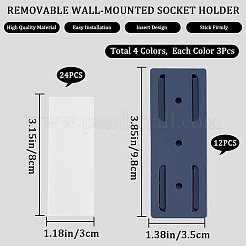 12 ensemble de 4 fixations de multiprise murales/de table en plastique PP de couleur&nbsp;FIND-GF0004-69
