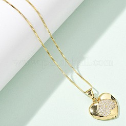 Collane con pendente da donna in ottone con micro pavé di zirconi trasparenti&nbsp;LS-NJEW-M084-02G-03