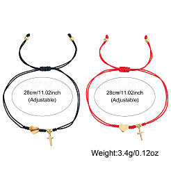 2 Stück Messing-Armbandset mit Herz und Kreuz&nbsp;WL1100-3