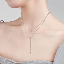 Collana a doppia y anti-ossidazione lunga collana pendente a goccia delicata collana a catena a y collane con ciondolo in zircone personalizzato choker gioielli alla moda con collana a y per donna&nbsp;JN1093A