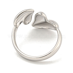 Anello polsino aperto a forma di cuore in acciaio inossidabile 304 anti-ossidazione per donna&nbsp;X-RJEW-A043-31P
