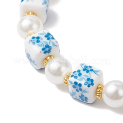 Bracelets extensibles en perles d'imitation en porcelaine et plastique ABS imprimés à la main&nbsp;BJEW-JB12698