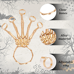 3 Stück 3 Farben Legierung Skelett Vollhand Ring Armbänder Set&nbsp;BJEW-AN0001-21