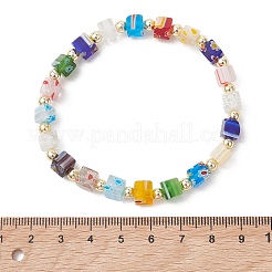 Pulseras hechas a mano con cuentas de vidrio millefiori y hematita sintética no magnética&nbsp;BJEW-JB13569