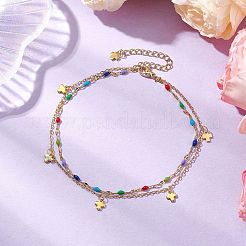 Bracelets de cheville en acier inoxydable 304 et en laiton&nbsp;AJEW-AN00629-05