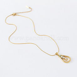 Collier avec pendentif en forme de larme en acier inoxydable et strass pour femme&nbsp;EC8769