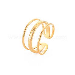 Bague ouverte à triple rangée en acier inoxydable 304 avec placage ionique (IP) pour femme&nbsp;RJEW-S405-171G