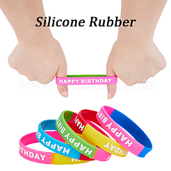 30 stücke 5 farben wort alles gute zum geburtstag silikon schnur armbänder set armband&nbsp;BJEW-GF0001-14B