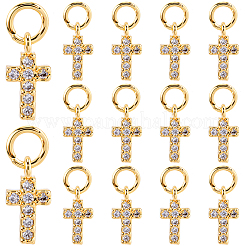 20 pz micro pavé di piccoli ciondoli a croce in ottone con zirconi cubici&nbsp;ZIRC-SC0001-36