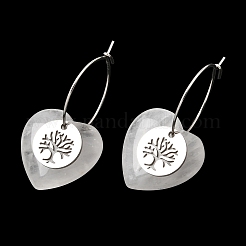 Boucles d'oreilles créoles en cristal de quartz naturel et acier inoxydable 304 pour femmes&nbsp;EJEW-G475-05P-02
