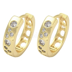 Orecchini a cerchio in ottone con zirconi cubici chiari micro pavè&nbsp;EJEW-C122-01G