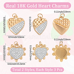 6 Stück 2 Stile 304 Edelstahl und handgefertigte Polymer Clay Kristall Strass Anhänger&nbsp;STAS-BBC0009-30