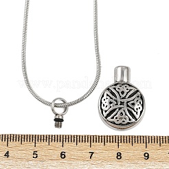 304 Edelstahl schwarz Emaille flach rund Anhänger Haustier Urne Asche Halsketten&nbsp;NJEW-S455-09P