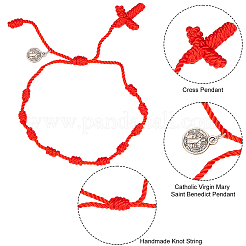 6 Stück 2-farbiges Set mit Charm-Armbändern aus Legierung mit der Medaille des Heiligen Benedikt&nbsp;BJEW-AN0001-71