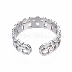 Bague ouverte en acier inoxydable 304 anti-ternissement avec chaîne gourmette&nbsp;RJEW-T023-92G