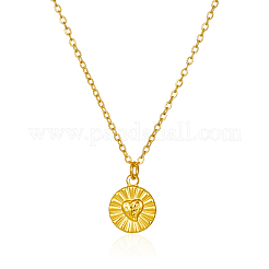 Collares planos redondos de acero inoxidable con colgante de corazón para mujer&nbsp;EU8880-2