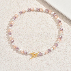 Eleganti collane in metallo con perle di vetro rotonde per le donne&nbsp;DC4506
