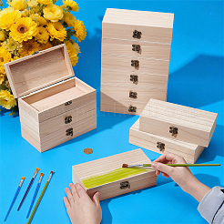 Cajas de embalaje de madera con tapa abatible y cierres&nbsp;CON-WH0100-37