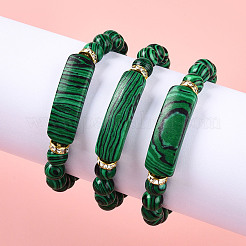 Perle di malachite sintetico Elasticizzato bracciali&nbsp;BJEW-T022-04K-1