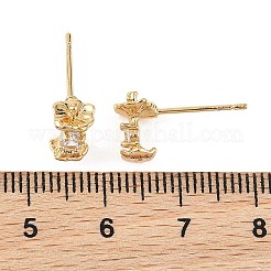 Pendientes de botón Shegrace Apple de latón con micro pavé de circonitas cúbicas transparentes&nbsp;XGRQ4N428-715G