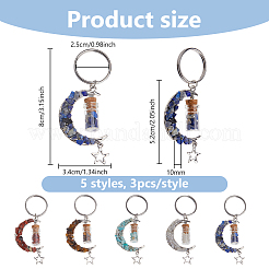 15 llavero de 5 estilos de lapislázuli natural&nbsp;KEYC-DC00032