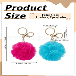 4 Stück 2 Farben handgemachter Plüschstoff Pom Pom Ball Schlüsselanhänger&nbsp;KEYC-LP0001-27