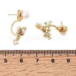 Aretes de latón con micro pavé de circonio cúbico para mujer&nbsp;KK-CBACA61-05G