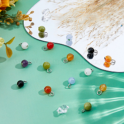 70 pièce 7 styles chakra naturel onyx noir & cornaline & améthyste & jade blanc & malaisie teintée & quartz teinté & pendentifs en jade de Taiwan&nbsp;PALLOY-DC00032