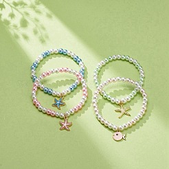 Braccialetti con ciondoli elasticizzati smaltati in lega a tema oceano 4 pz 4 stili&nbsp;BJEW-JB08760