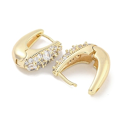 Boucles d'oreilles créoles en laiton micro pavé de zircons cubiques transparents pour femmes&nbsp;EJEW-S228-04G