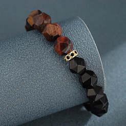 Natürliche Tigerauge- und Obsidian-Perlenarmbänder zum Stretch für Damen und Herren&nbsp;WG6996F-01