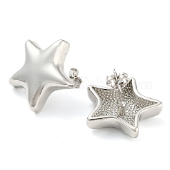 Boucles d'oreilles étoile en laiton plaqué à crémaillère&nbsp;EJEW-P242-05P
